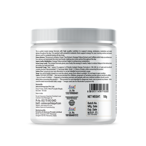 ROOTIN Ginger Flavour | Ginger Flavoured instant energy formula, Instant premix, Helps to reduce fatigue to the minimum level, Supports Healthy Metabolism, No artificial additives -100 gm