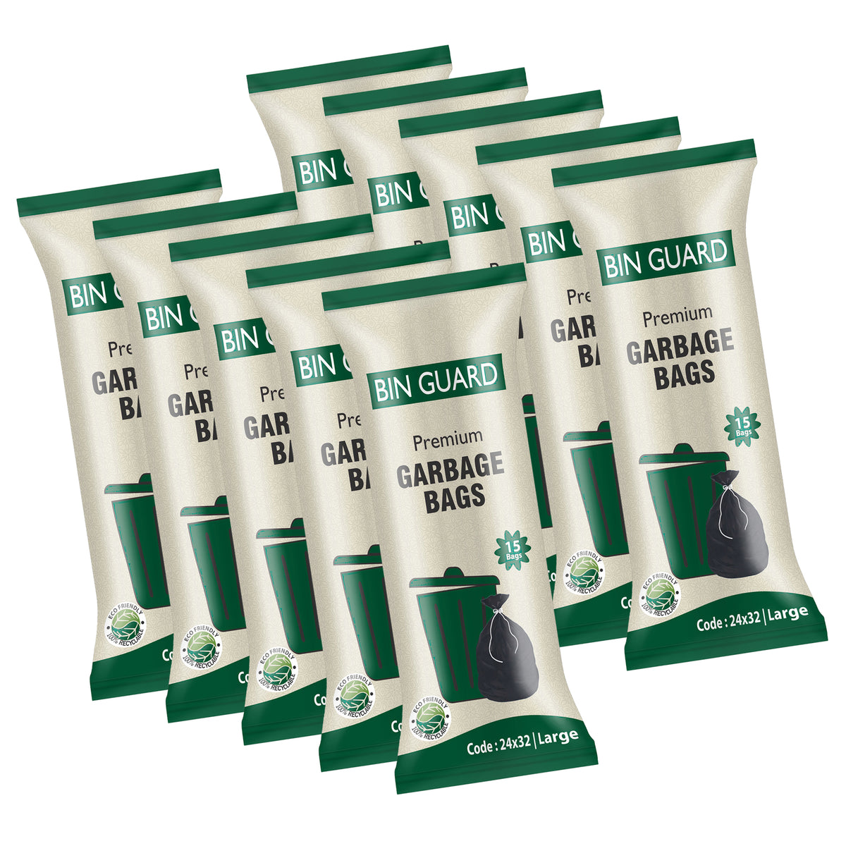 Bin Guard Premium Garbage Bags – Large (24x32) | Pack of 10