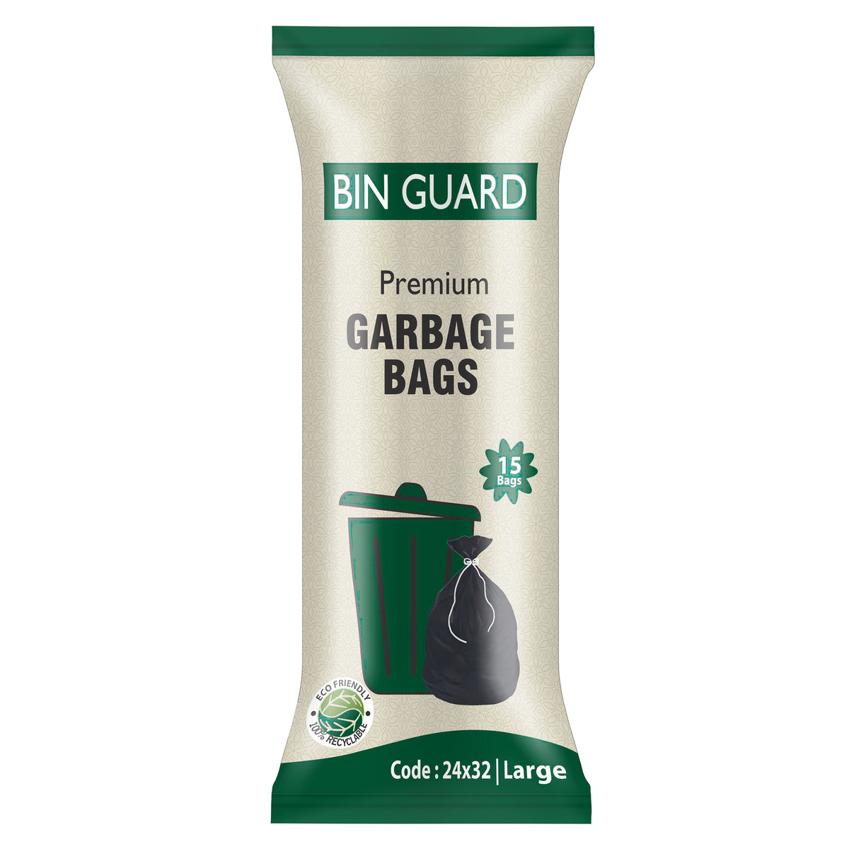 Bin Guard Premium Garbage Bags – Large (24x32) | 15 Bags Pack