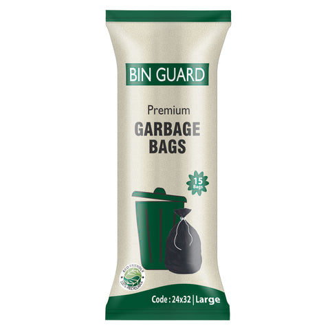 Bin Guard Premium Garbage Bags – Large (24x32) | 15 Bags Pack