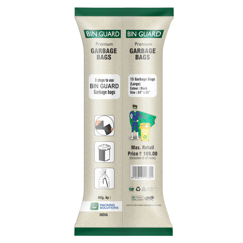 Bin Guard Premium Garbage Bags – Pack of 15
