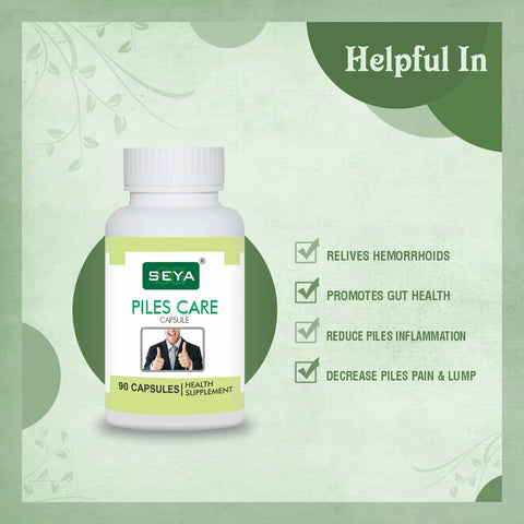 SEYA Pilescare Capsule, 90 Cap (Pack of 1) / For Piles, Hemorrhoid Support