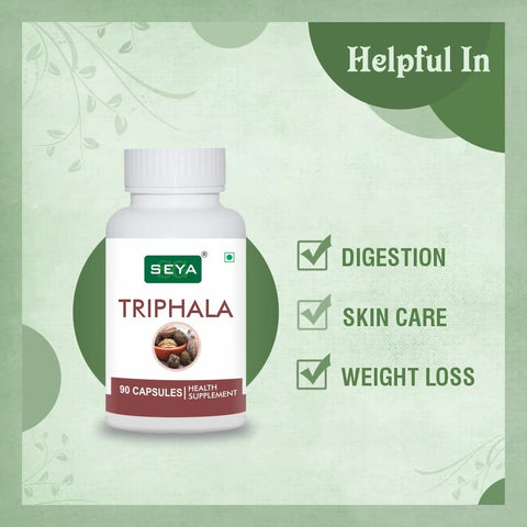 SEYA Triphala Capsule, 90 Capsules (Pack of 2) / Herbal Supplement, Blend of Three Wonder Herb, May Helps to Boost Immunity & Useful for Digestion, Weight Management