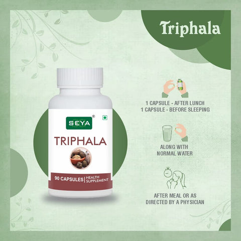 SEYA Triphala Capsule, 90 Capsules (Pack of 2) / Herbal Supplement, Blend of Three Wonder Herb, May Helps to Boost Immunity & Useful for Digestion, Weight Management