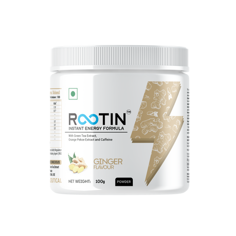 ROOTIN Ginger Flavour | Ginger Flavoured instant energy formula, Instant premix, Helps to reduce fatigue to the minimum level, Supports Healthy Metabolism, No artificial additives -100 gm
