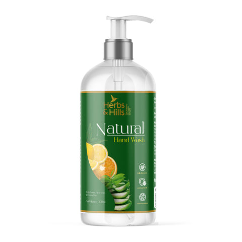 Herbs & Hills Natural Hand Wash, Lemon Fragrance - 300ml Dispenser Bottle, with Neem, Aloe Vera & Green Tea, Kills Germs, Protect the Skin with Gentle Care, Skincare Moisturizing, Paraben free