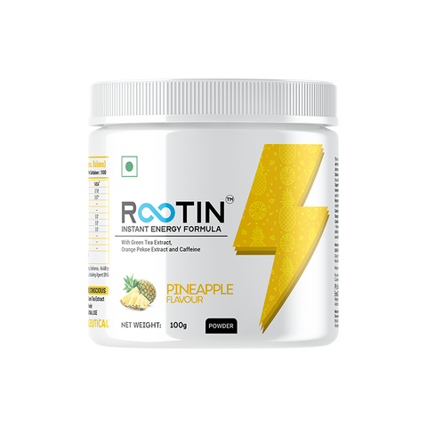 ROOTIN Pineapple Flavour | Pineapple Flavoured instant energy formula, Instant premix, Helps to reduce fatigue to the minimum level, Supports Healthy Metabolism, No artificial additives -100 gm