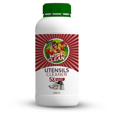 Wish Clean Utensils cleaner 5x- 500ml with concentrated and designed to be biodegradable, Advanced Thicker Formula, Removes Toughest Stains, Provides Long Lasting freshness